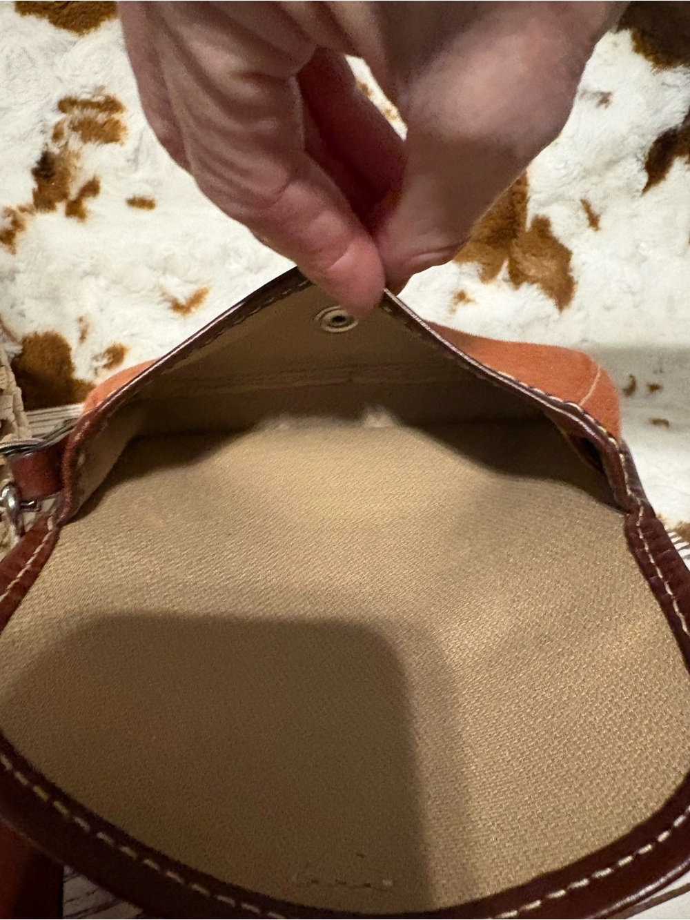 Dooney & Bourke Burnt Orange and Brown Leather-Trim Shoulder Bag with Wristlet - Picture 8 of 9